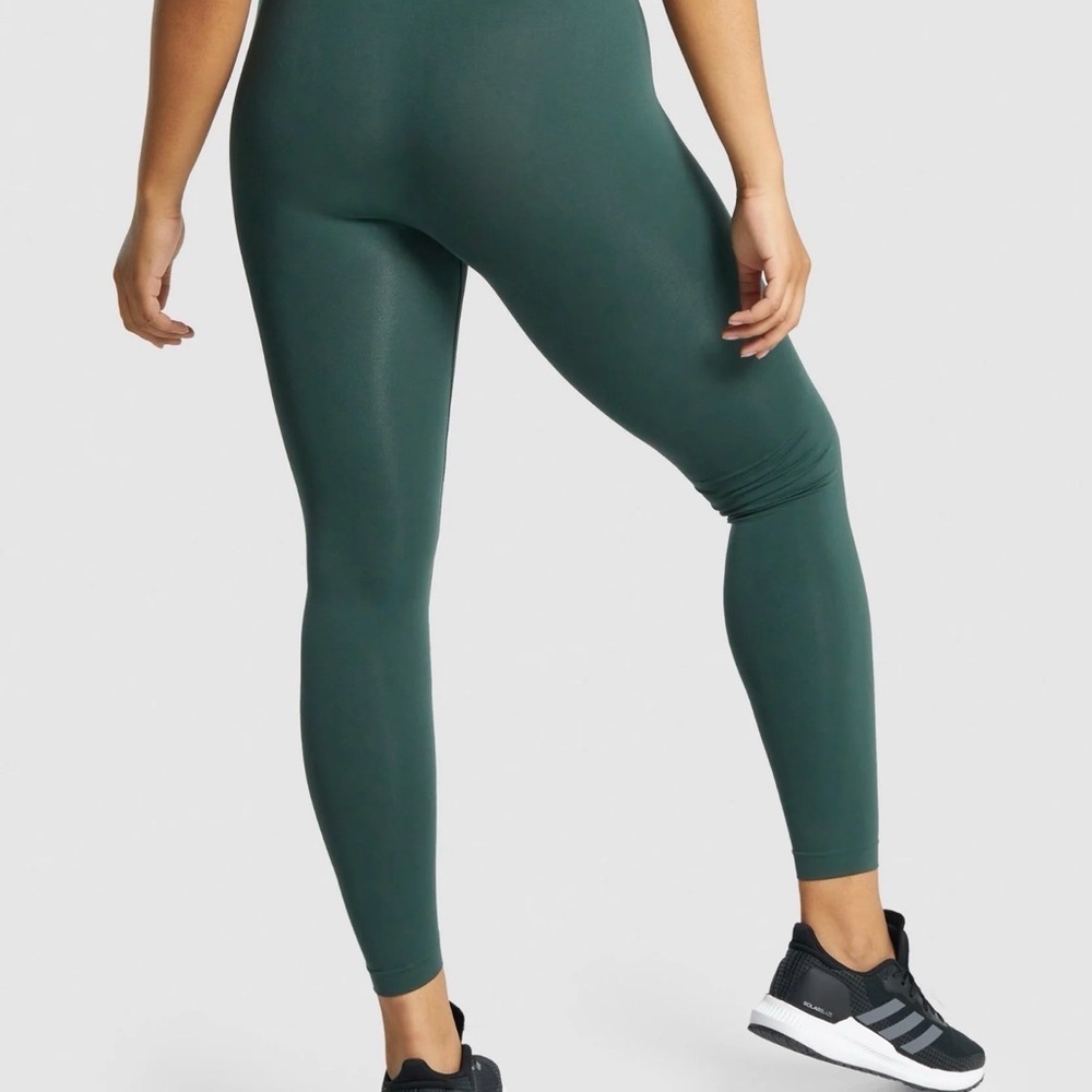 Gymshark Training Leggings – Deep Green | High Waist Logo Band | Size Small - Picture 2 of 6